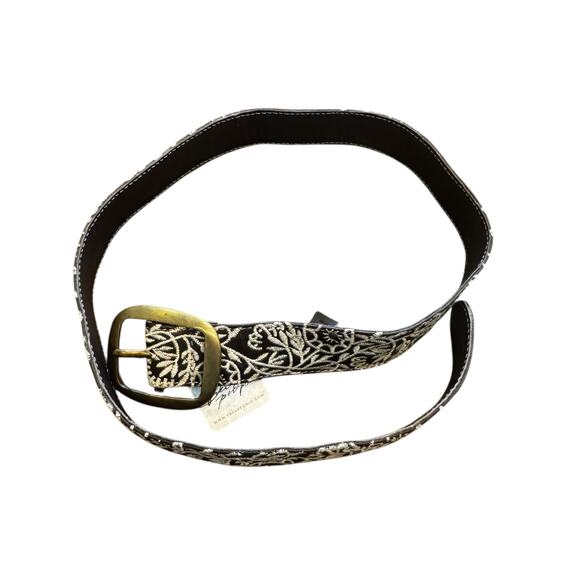 Free People Mountain Meadow Stud Belt 100% Leather Brown Size S/M NWT